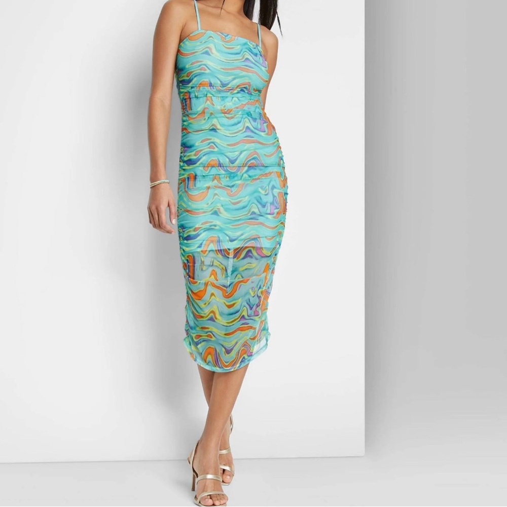 wild fable Aqua Swirl Bodycon Midi Dress